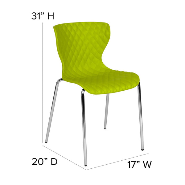 English Elm Lowell Contemporary Stacking Chair with Ergonomic Design for Comfort in Any Space or Setting Citrus Green LF-7-07C-CGRN-GG