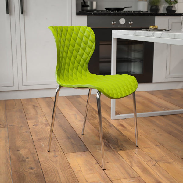 English Elm Lowell Contemporary Stacking Chair with Ergonomic Design for Comfort in Any Space or Setting Citrus Green LF-7-07C-CGRN-GG