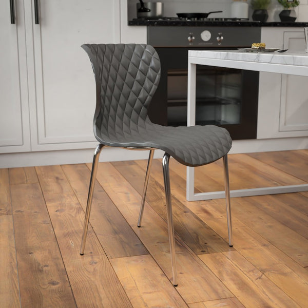 English Elm Lowell Contemporary Stacking Chair with Ergonomic Design for Comfort in Any Space or Setting Gray LF-7-07C-GRY-GG