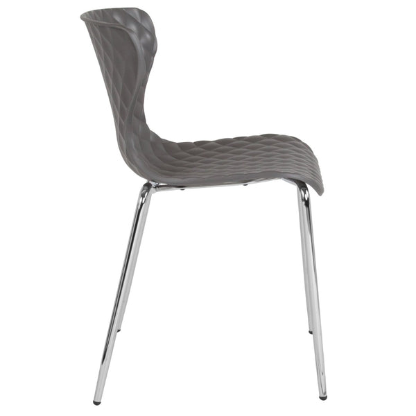 English Elm Lowell Contemporary Stacking Chair with Ergonomic Design for Comfort in Any Space or Setting Gray LF-7-07C-GRY-GG