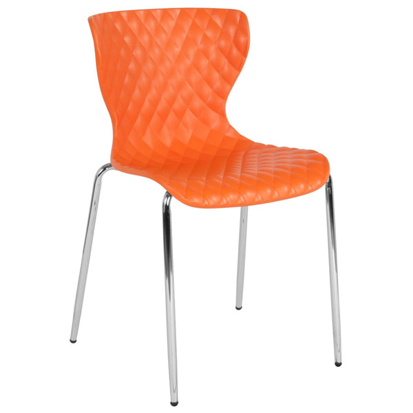 English Elm Lowell Contemporary Stacking Chair with Ergonomic Design for Comfort in Any Space or Setting Orange LF-7-07C-ORNG-GG