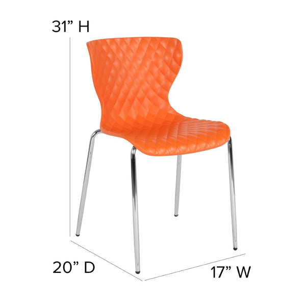 English Elm Lowell Contemporary Stacking Chair with Ergonomic Design for Comfort in Any Space or Setting Orange LF-7-07C-ORNG-GG