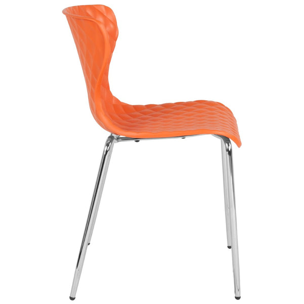 English Elm Lowell Contemporary Stacking Chair with Ergonomic Design for Comfort in Any Space or Setting Orange LF-7-07C-ORNG-GG