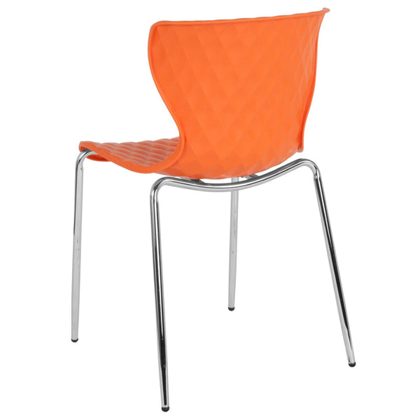 English Elm Lowell Contemporary Stacking Chair with Ergonomic Design for Comfort in Any Space or Setting Orange LF-7-07C-ORNG-GG