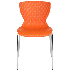 English Elm Lowell Contemporary Stacking Chair with Ergonomic Design for Comfort in Any Space or Setting Orange LF-7-07C-ORNG-GG