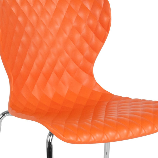 English Elm Lowell Contemporary Stacking Chair with Ergonomic Design for Comfort in Any Space or Setting Orange LF-7-07C-ORNG-GG