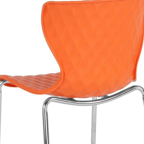 English Elm Lowell Contemporary Stacking Chair with Ergonomic Design for Comfort in Any Space or Setting Orange LF-7-07C-ORNG-GG