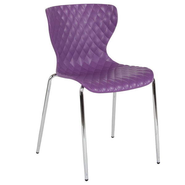 English Elm Lowell Contemporary Stacking Chair with Ergonomic Design for Comfort in Any Space or Setting Purple LF-7-07C-PUR-GG
