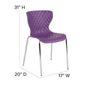 English Elm Lowell Contemporary Stacking Chair with Ergonomic Design for Comfort in Any Space or Setting Purple LF-7-07C-PUR-GG