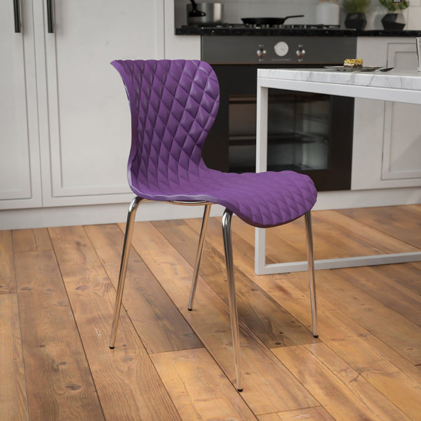 English Elm Lowell Contemporary Stacking Chair with Ergonomic Design for Comfort in Any Space or Setting Purple LF-7-07C-PUR-GG