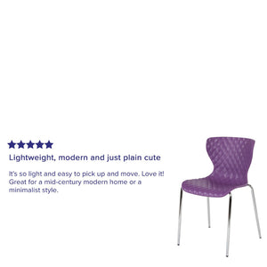 English Elm Lowell Contemporary Stacking Chair with Ergonomic Design for Comfort in Any Space or Setting Purple LF-7-07C-PUR-GG