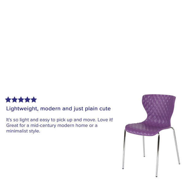 English Elm Lowell Contemporary Stacking Chair with Ergonomic Design for Comfort in Any Space or Setting Purple LF-7-07C-PUR-GG