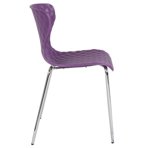 English Elm Lowell Contemporary Stacking Chair with Ergonomic Design for Comfort in Any Space or Setting Purple LF-7-07C-PUR-GG