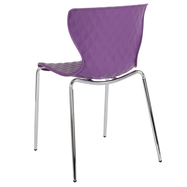 English Elm Lowell Contemporary Stacking Chair with Ergonomic Design for Comfort in Any Space or Setting Purple LF-7-07C-PUR-GG