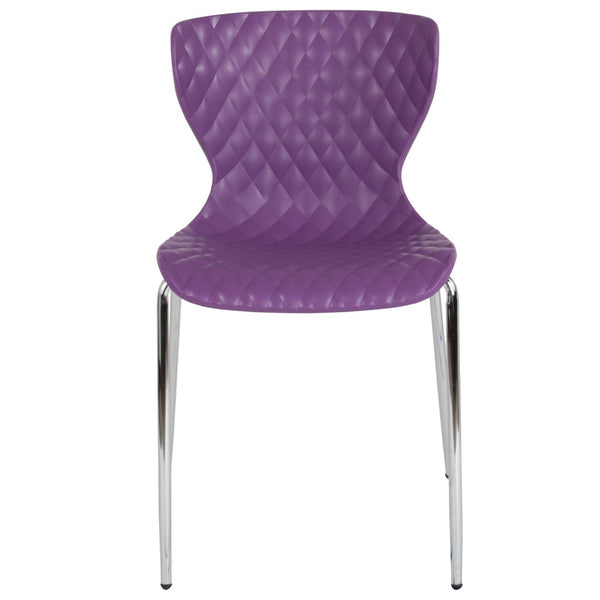 English Elm Lowell Contemporary Stacking Chair with Ergonomic Design for Comfort in Any Space or Setting Purple LF-7-07C-PUR-GG