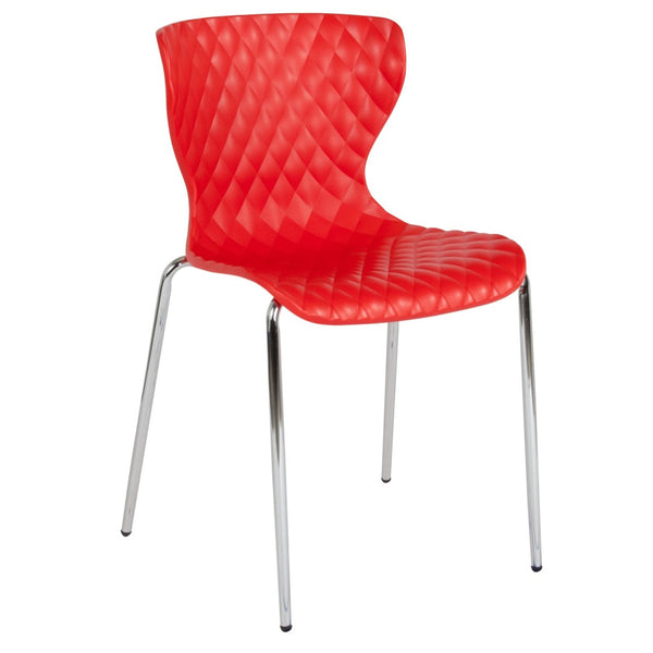 English Elm Lowell Contemporary Stacking Chair with Ergonomic Design for Comfort in Any Space or Setting Red LF-7-07C-RED-GG