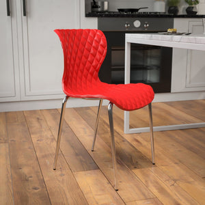 English Elm Lowell Contemporary Stacking Chair with Ergonomic Design for Comfort in Any Space or Setting Red LF-7-07C-RED-GG