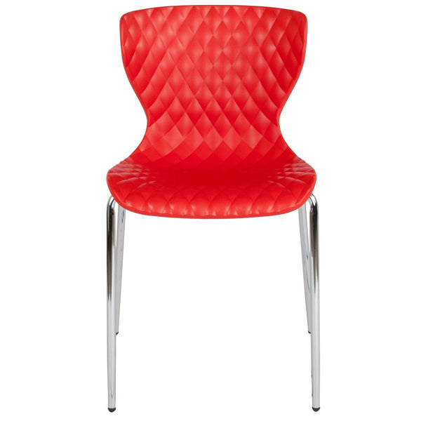 English Elm Lowell Contemporary Stacking Chair with Ergonomic Design for Comfort in Any Space or Setting Red LF-7-07C-RED-GG