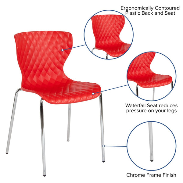 English Elm Lowell Contemporary Stacking Chair with Ergonomic Design for Comfort in Any Space or Setting Red LF-7-07C-RED-GG
