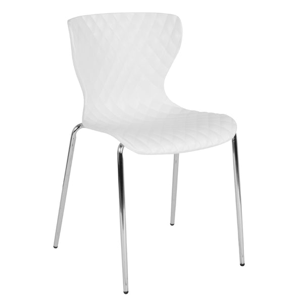 English Elm Lowell Contemporary Stacking Chair with Ergonomic Design for Comfort in Any Space or Setting White LF-7-07C-WH-GG