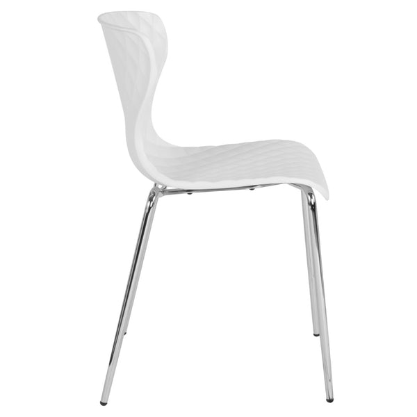 English Elm Lowell Contemporary Stacking Chair with Ergonomic Design for Comfort in Any Space or Setting White LF-7-07C-WH-GG