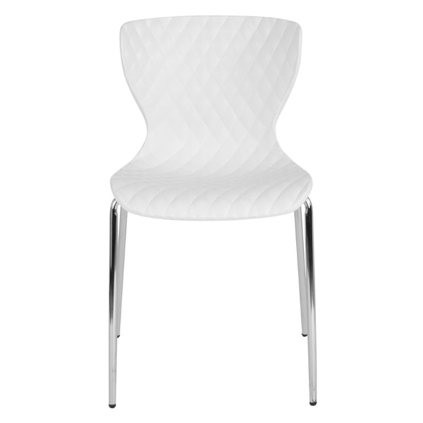 English Elm Lowell Contemporary Stacking Chair with Ergonomic Design for Comfort in Any Space or Setting White LF-7-07C-WH-GG