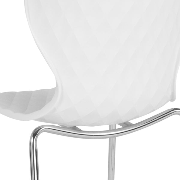 English Elm Lowell Contemporary Stacking Chair with Ergonomic Design for Comfort in Any Space or Setting White LF-7-07C-WH-GG