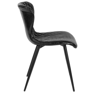 English Elm Bristol Contemporary Upholstered Chair - Elegant Black Vinyl, Ergonomic Comfort for Dining & Office Spaces LF-9-07A-BLK-GG