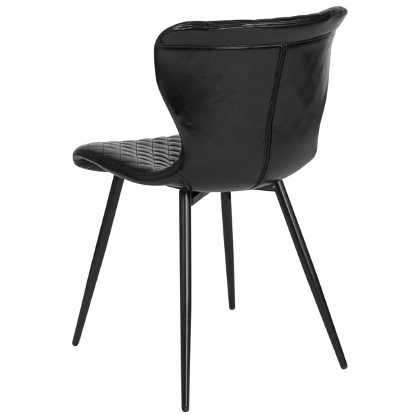 English Elm Bristol Contemporary Upholstered Chair - Elegant Black Vinyl, Ergonomic Comfort for Dining & Office Spaces LF-9-07A-BLK-GG