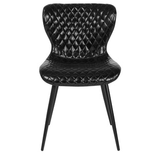 English Elm Bristol Contemporary Upholstered Chair - Elegant Black Vinyl, Ergonomic Comfort for Dining & Office Spaces LF-9-07A-BLK-GG