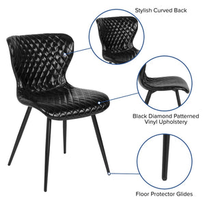 English Elm Bristol Contemporary Upholstered Chair - Elegant Black Vinyl, Ergonomic Comfort for Dining & Office Spaces LF-9-07A-BLK-GG