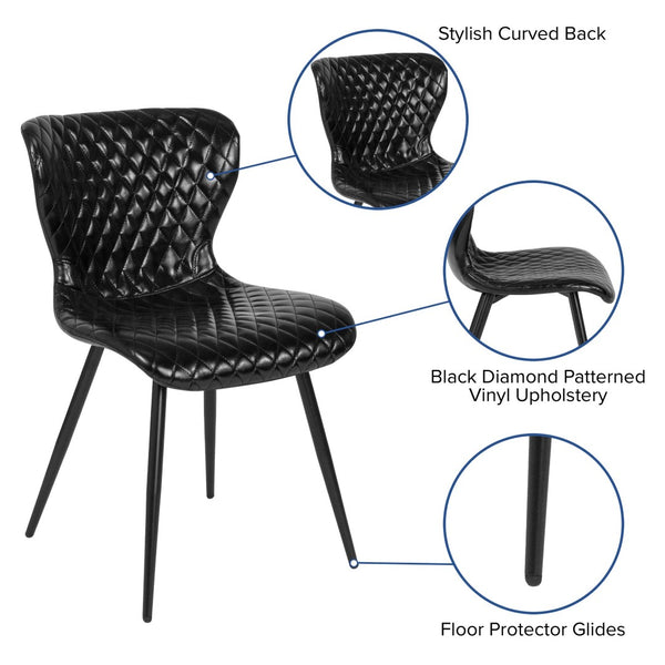 English Elm Bristol Contemporary Upholstered Chair - Elegant Black Vinyl, Ergonomic Comfort for Dining & Office Spaces LF-9-07A-BLK-GG
