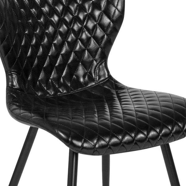 English Elm Bristol Contemporary Upholstered Chair - Elegant Black Vinyl, Ergonomic Comfort for Dining & Office Spaces LF-9-07A-BLK-GG
