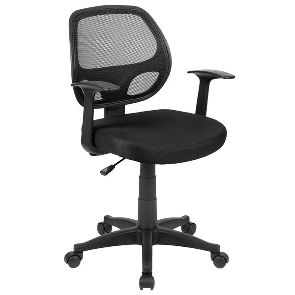 English Elm Mallard Ergonomic Mid-Back Black Mesh Task Chair with Lumbar Support & T-Arms for Office Comfort LF-W-118A-BK-GG