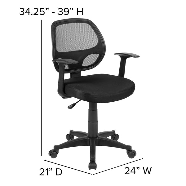 English Elm Mallard Ergonomic Mid-Back Black Mesh Task Chair with Lumbar Support & T-Arms for Office Comfort LF-W-118A-BK-GG