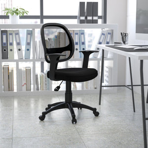 English Elm Mallard Ergonomic Mid-Back Black Mesh Task Chair with Lumbar Support & T-Arms for Office Comfort LF-W-118A-BK-GG