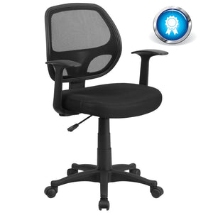 English Elm Mallard Ergonomic Mid-Back Black Mesh Task Chair with Lumbar Support & T-Arms for Office Comfort LF-W-118A-BK-GG