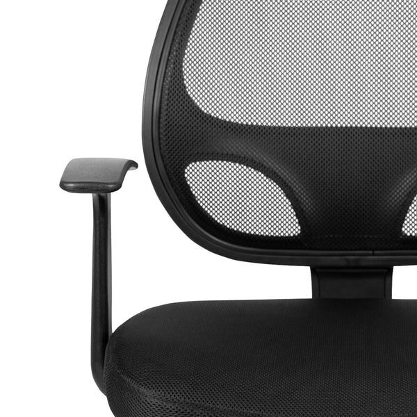 English Elm Mallard Ergonomic Mid-Back Black Mesh Task Chair with Lumbar Support & T-Arms for Office Comfort LF-W-118A-BK-GG