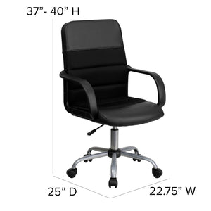 English Elm Manor Mid-Back Task Chair in Black LeatherSoft & Mesh - Comfortable Swivel Office Seating Solution LF-W-61B-2-GG
