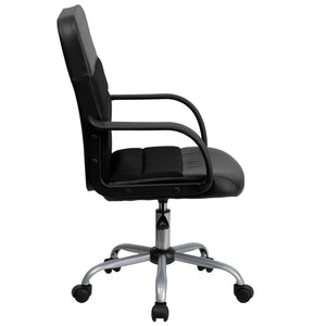 English Elm Manor Mid-Back Task Chair in Black LeatherSoft & Mesh - Comfortable Swivel Office Seating Solution LF-W-61B-2-GG