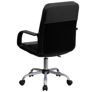 English Elm Manor Mid-Back Task Chair in Black LeatherSoft & Mesh - Comfortable Swivel Office Seating Solution LF-W-61B-2-GG