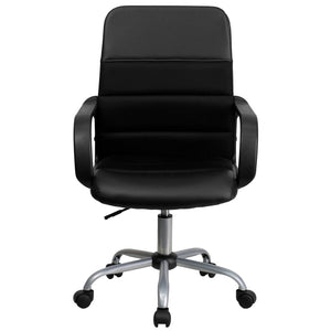 English Elm Manor Mid-Back Task Chair in Black LeatherSoft & Mesh - Comfortable Swivel Office Seating Solution LF-W-61B-2-GG