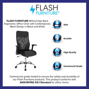 English Elm Milford High Back Office Chair - Ergonomic Mesh Design for Comfort, Support, and Modern Style LF-W-83A-GG