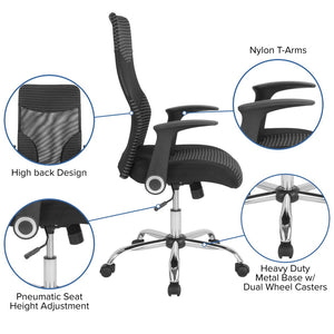 English Elm Milford High Back Office Chair - Ergonomic Mesh Design for Comfort, Support, and Modern Style LF-W-83A-GG