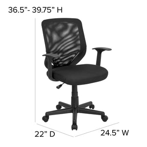 English Elm Norris Ergonomic Mid-Back Black Mesh Task Chair with Lumbar Support & T-Arms for Comfort & Style LF-W-95A-BK-GG
