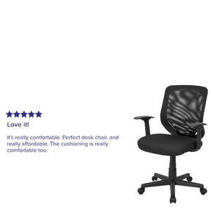English Elm Norris Ergonomic Mid-Back Black Mesh Task Chair with Lumbar Support & T-Arms for Comfort & Style LF-W-95A-BK-GG