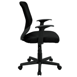 English Elm Norris Ergonomic Mid-Back Black Mesh Task Chair with Lumbar Support & T-Arms for Comfort & Style LF-W-95A-BK-GG
