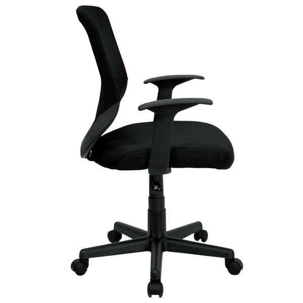 English Elm Norris Ergonomic Mid-Back Black Mesh Task Chair with Lumbar Support & T-Arms for Comfort & Style LF-W-95A-BK-GG