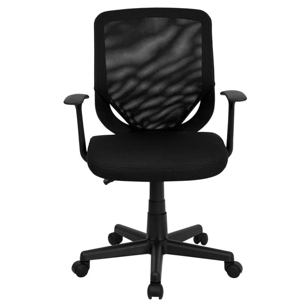 English Elm Norris Ergonomic Mid-Back Black Mesh Task Chair with Lumbar Support & T-Arms for Comfort & Style LF-W-95A-BK-GG