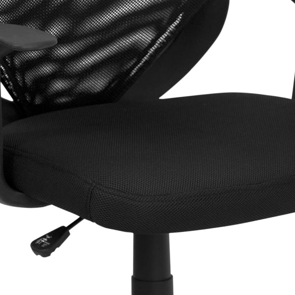 English Elm Norris Ergonomic Mid-Back Black Mesh Task Chair with Lumbar Support & T-Arms for Comfort & Style LF-W-95A-BK-GG